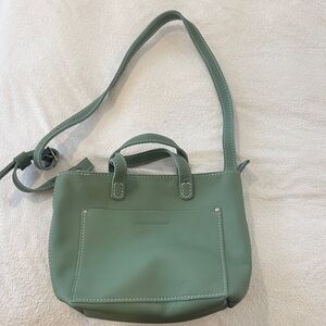 Safe Green Leather Shoulder Bag/Mini Tote